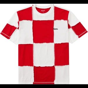 Supreme Patchwork  red and White tee